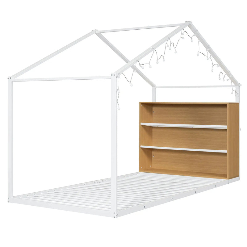 Bed House Frame With Shelves And Lights by HouseOfZazla