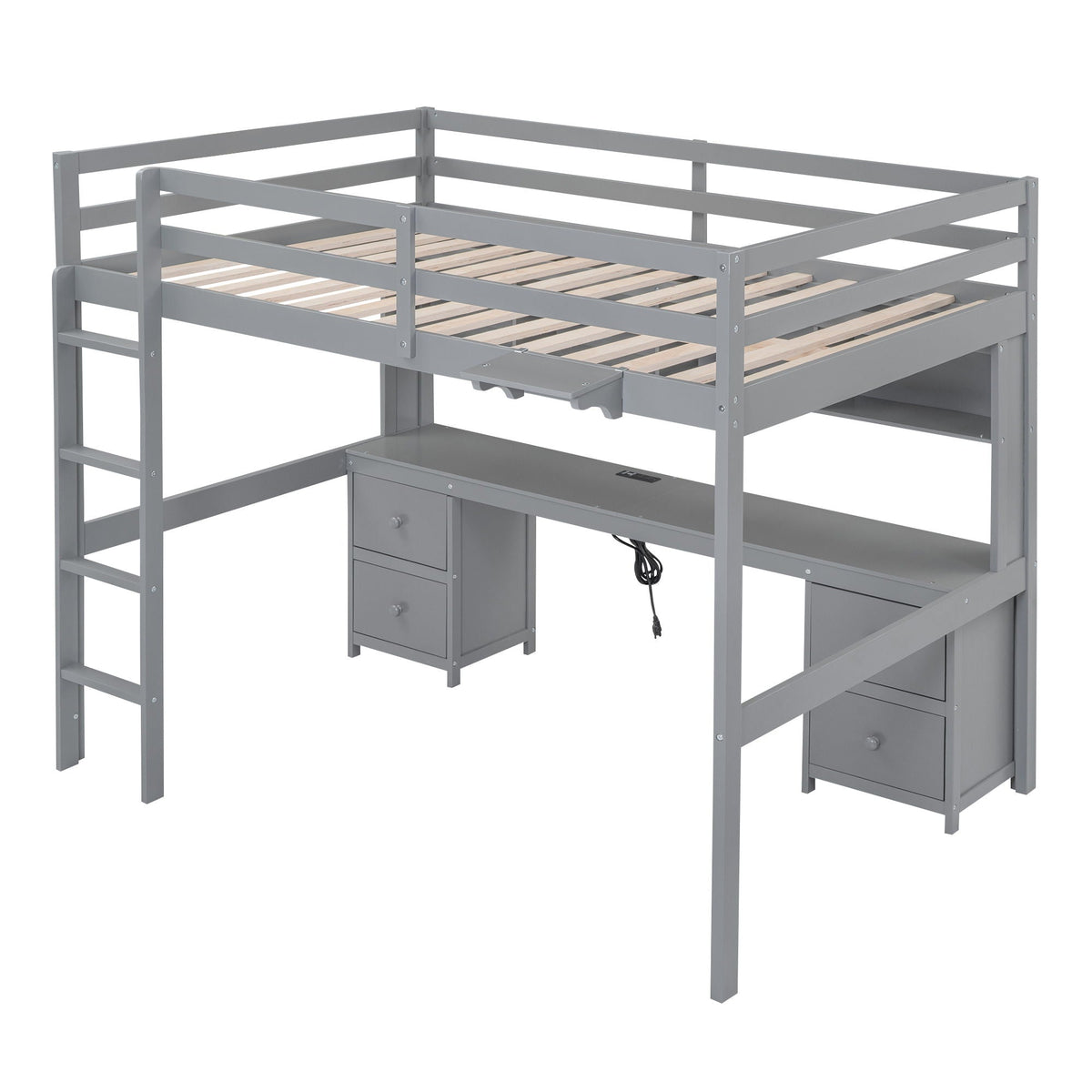 Loft Bed with Desk, Cabinets, Drawers and Charging Station - Full Size, photo 5 of 34
