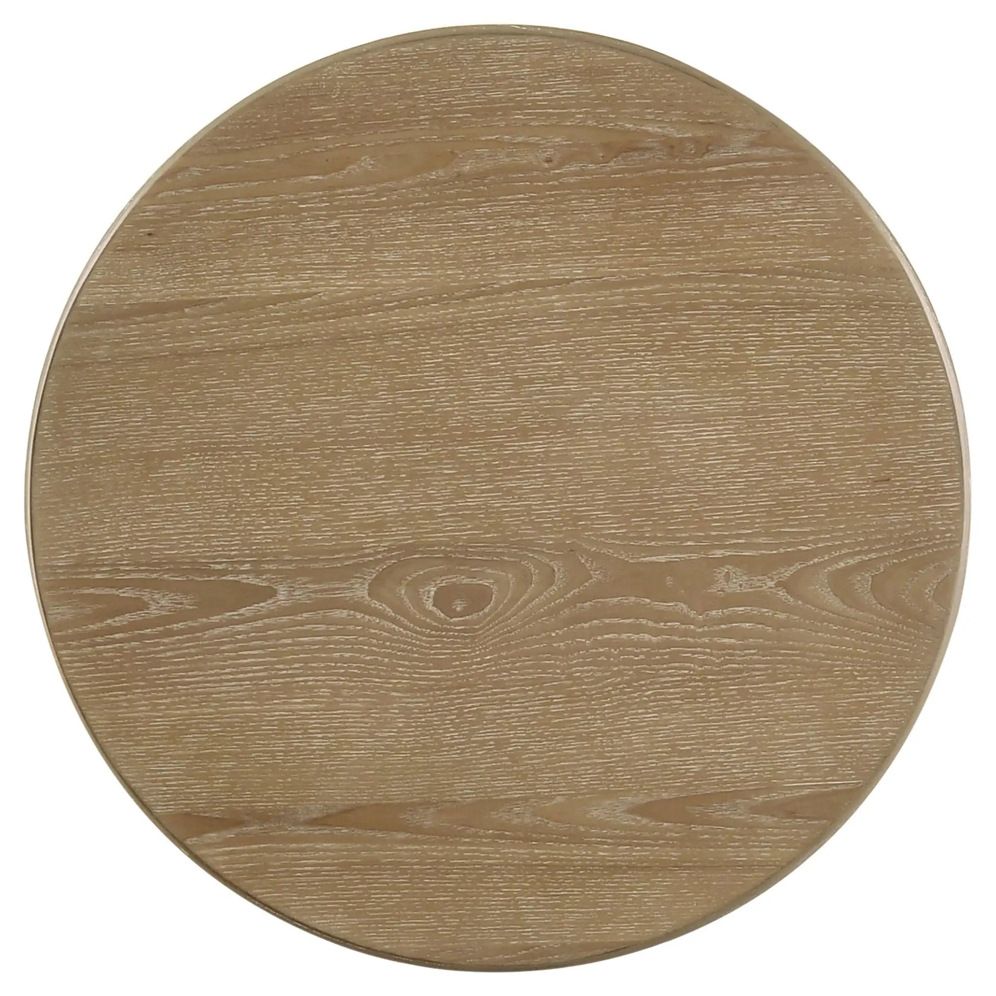 Adina Round Wood Side End Table Distressed Light Brown by Unique Piece Furniture