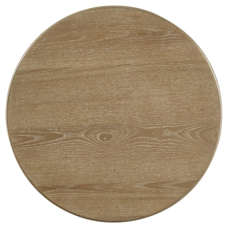 Adina Round Wood Side End Table Distressed Light Brown by Unique Piece Furniture