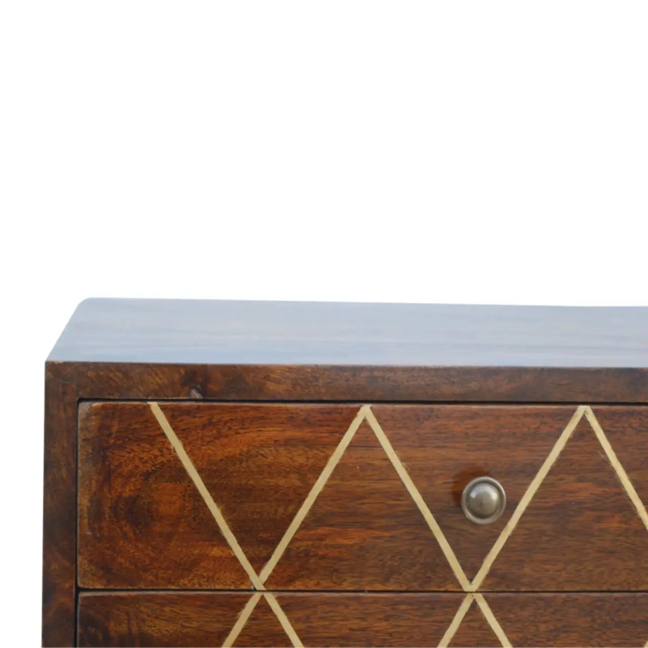 Inlay Geo Brass Bedside Table - Chestnut by HouseOfZazla
