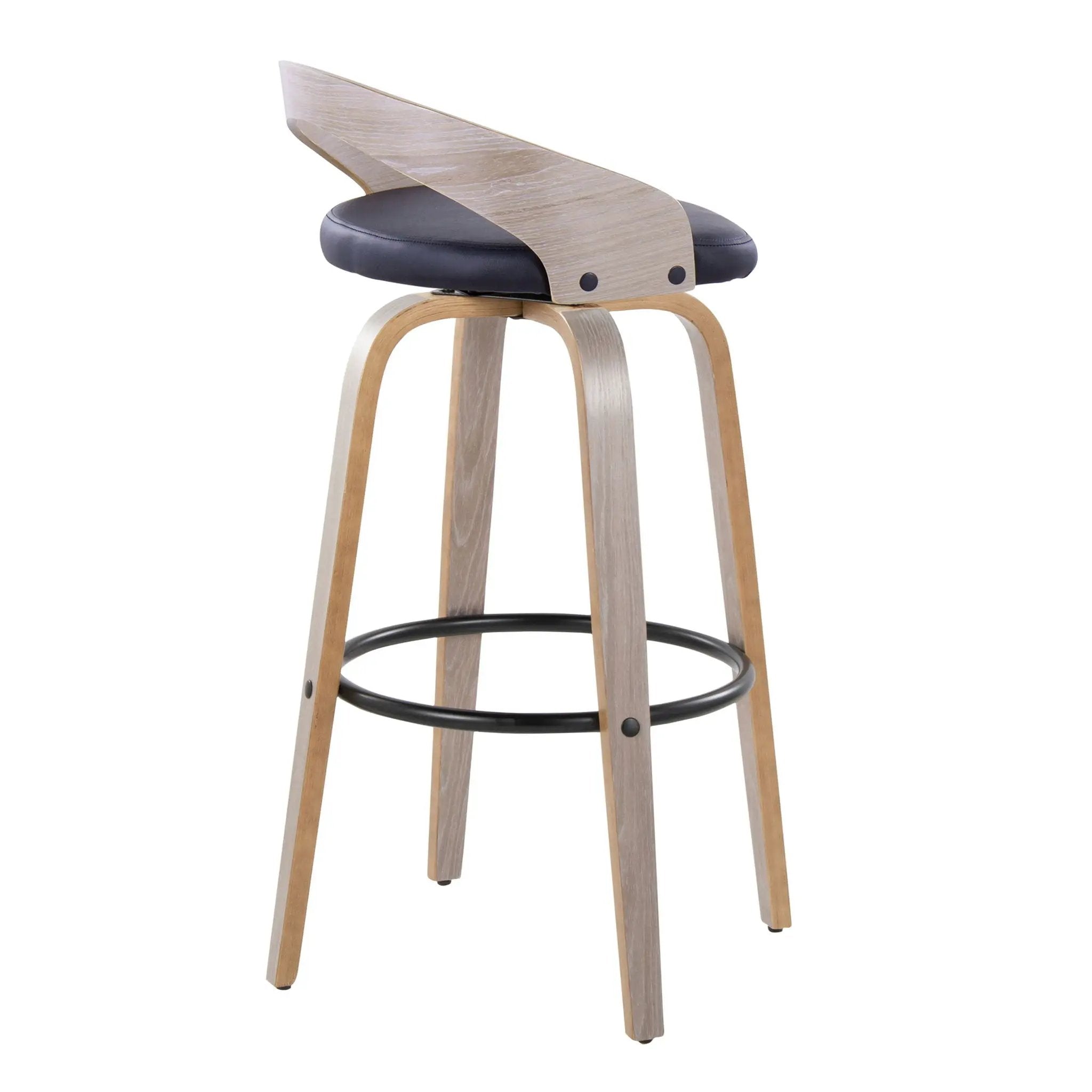 Grotto - Contemporary Fixed Height Barstool With Swivel With Round Footrest (Set of 2) by Unique Piece Furniture