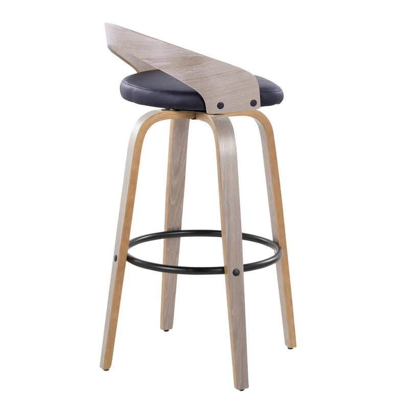 Grotto - Contemporary Fixed Height Barstool With Swivel With Round Footrest (Set of 2) by HouseOfZazla