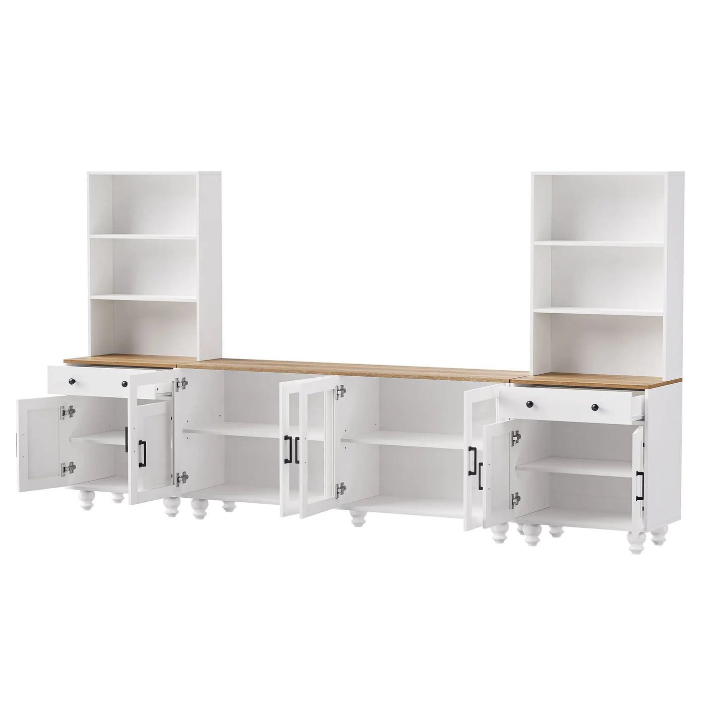 Farmhouse TV Stand With Solid Wood Gourd Shaped Legs For TVs Up To 70" by HouseOfZazla