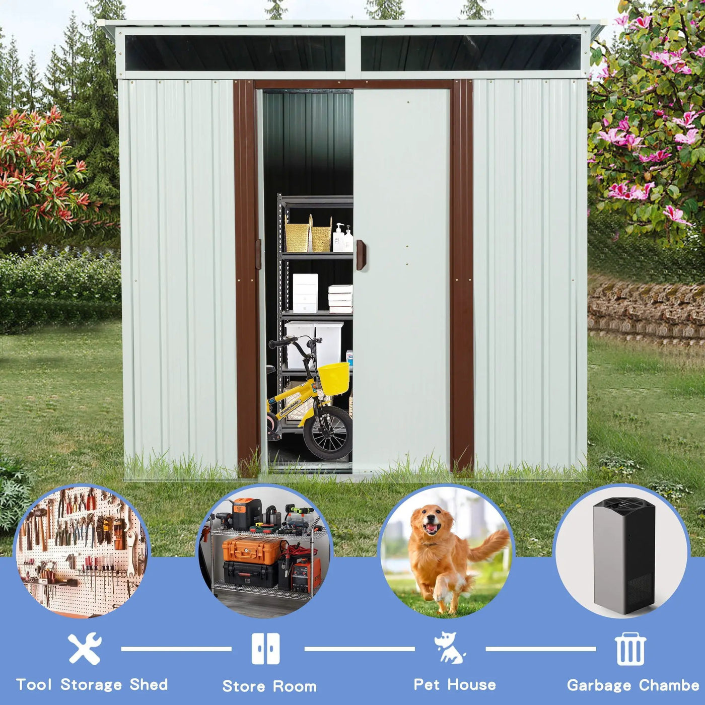 Outdoor Metal Storage Shed With Window by HouseOfZazla