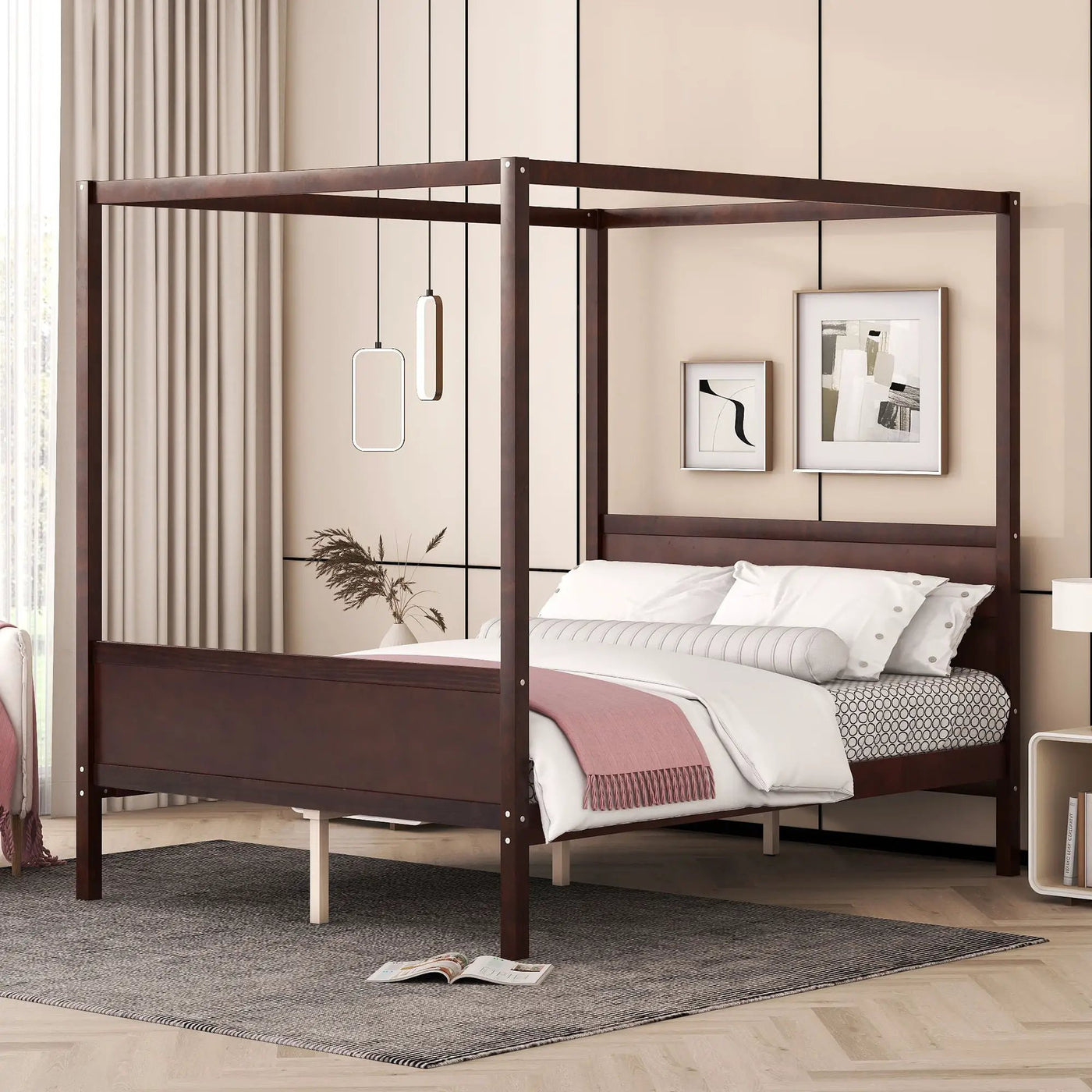 Canopy Platform Bed With Headboard And Footboard, Slat Support Leg by HouseOfZazla