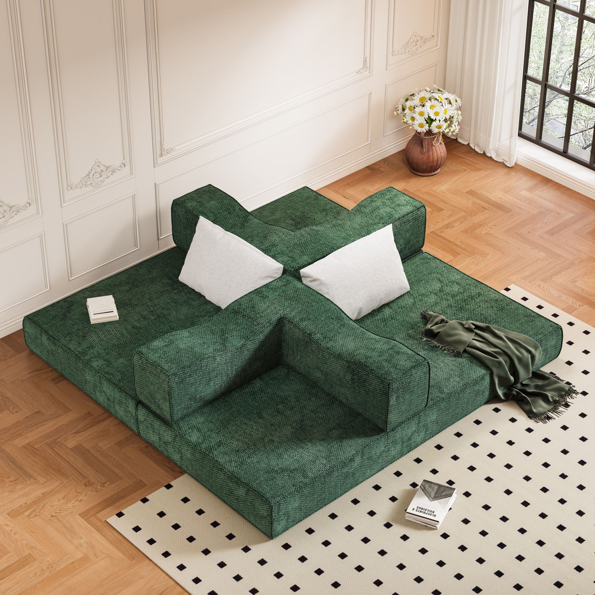 3 Seat Folding Floor Couch & King Size Bed Mattress by HouseOfZazla