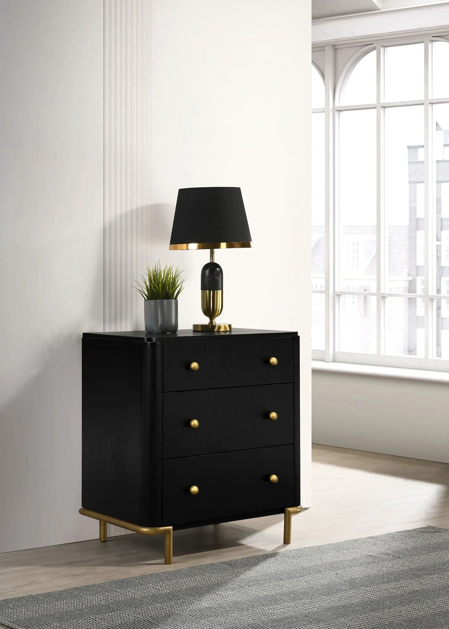 Arini 3-drawer Nightstand Black by Unique Piece Furniture