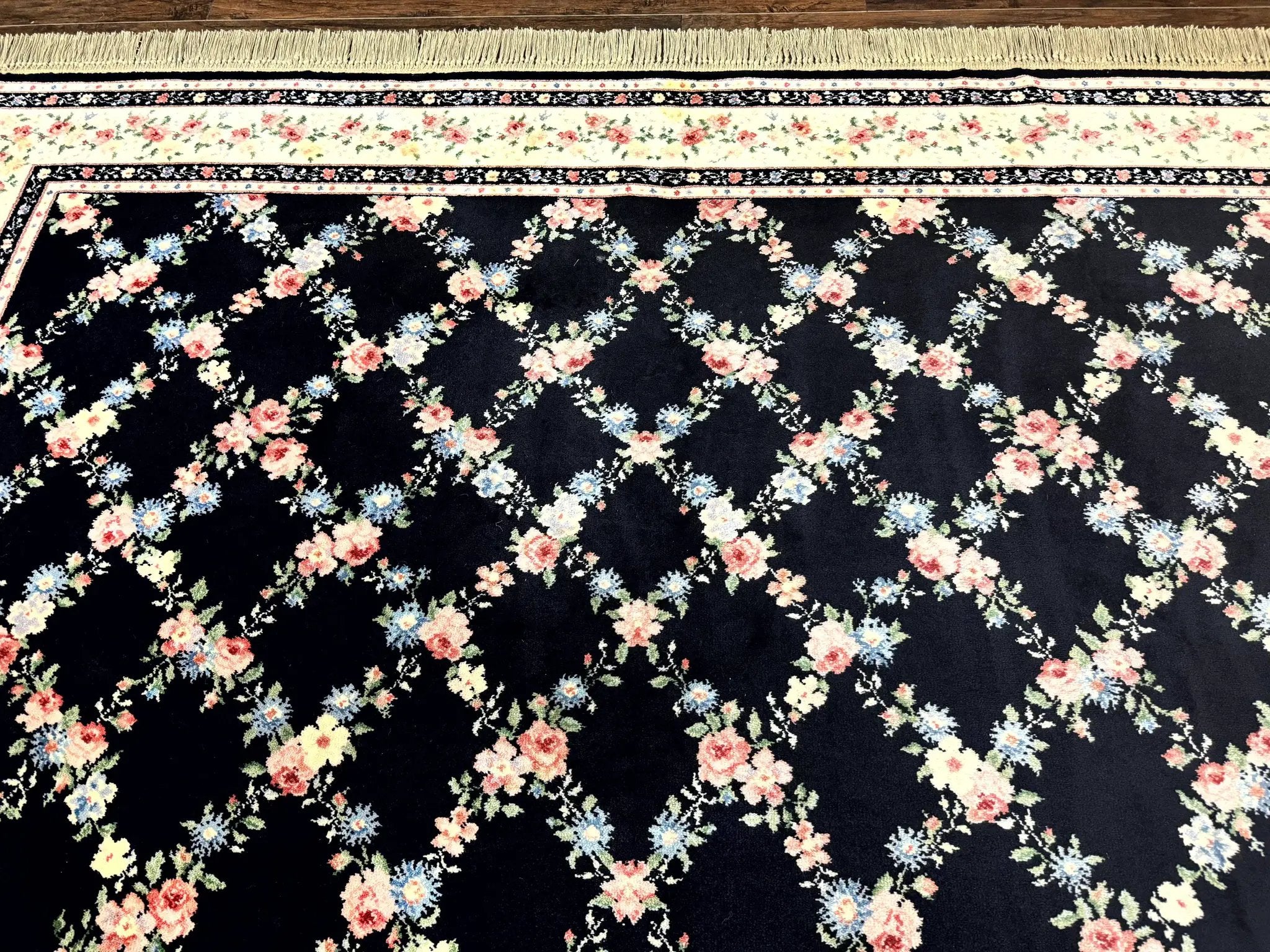 Karastan Rug 8.8 x 12, Garden of Eden #509/1270, Ebony Trellis, Vintage Discontinued Wool Pile Karastan Carpet by Jewel Rugs