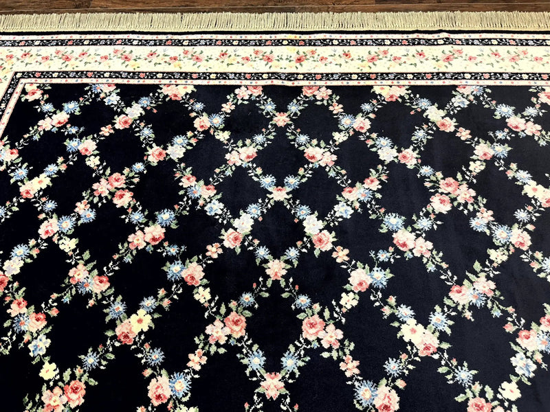 Karastan Rug 8.8 x 12, Garden of Eden #509/1270, Ebony Trellis, Vintage Discontinued Wool Pile Karastan Carpet by Jewel Rugs