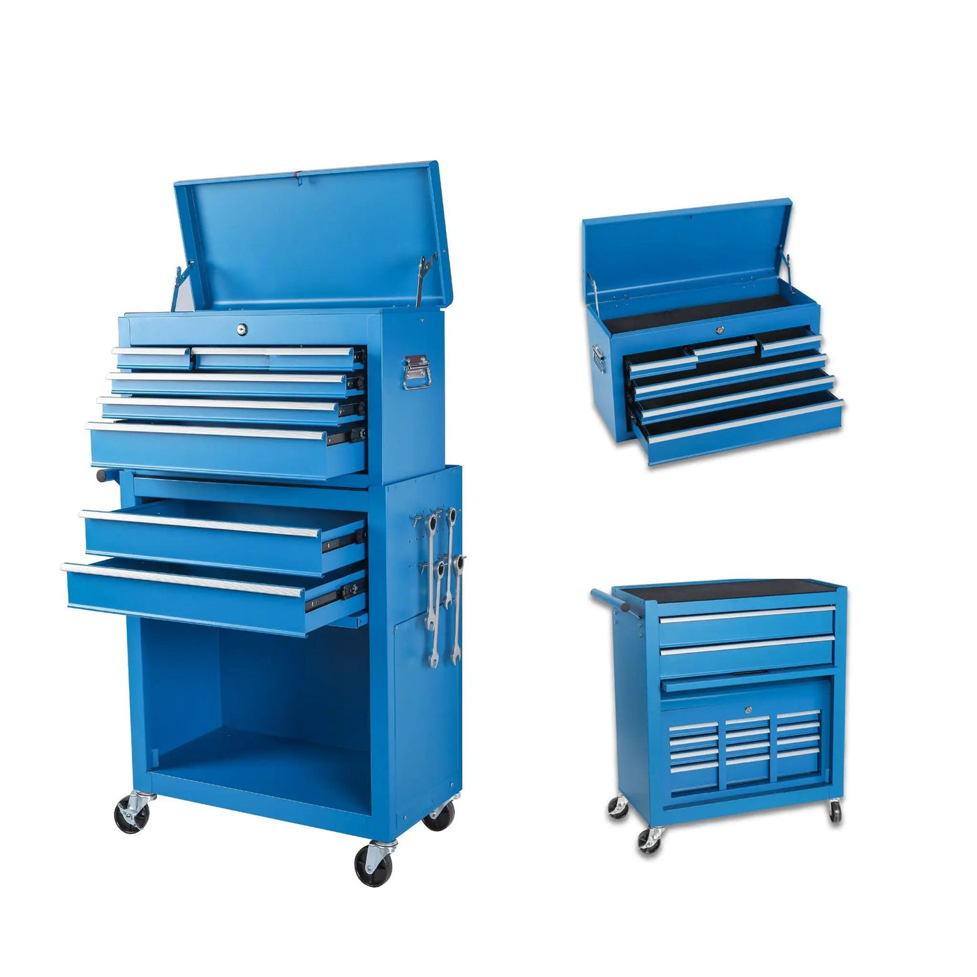 8 Drawer Rolling Tool Chest With 2 In 1 Detachable Top Box, Lockable Wheels by HouseOfZazla