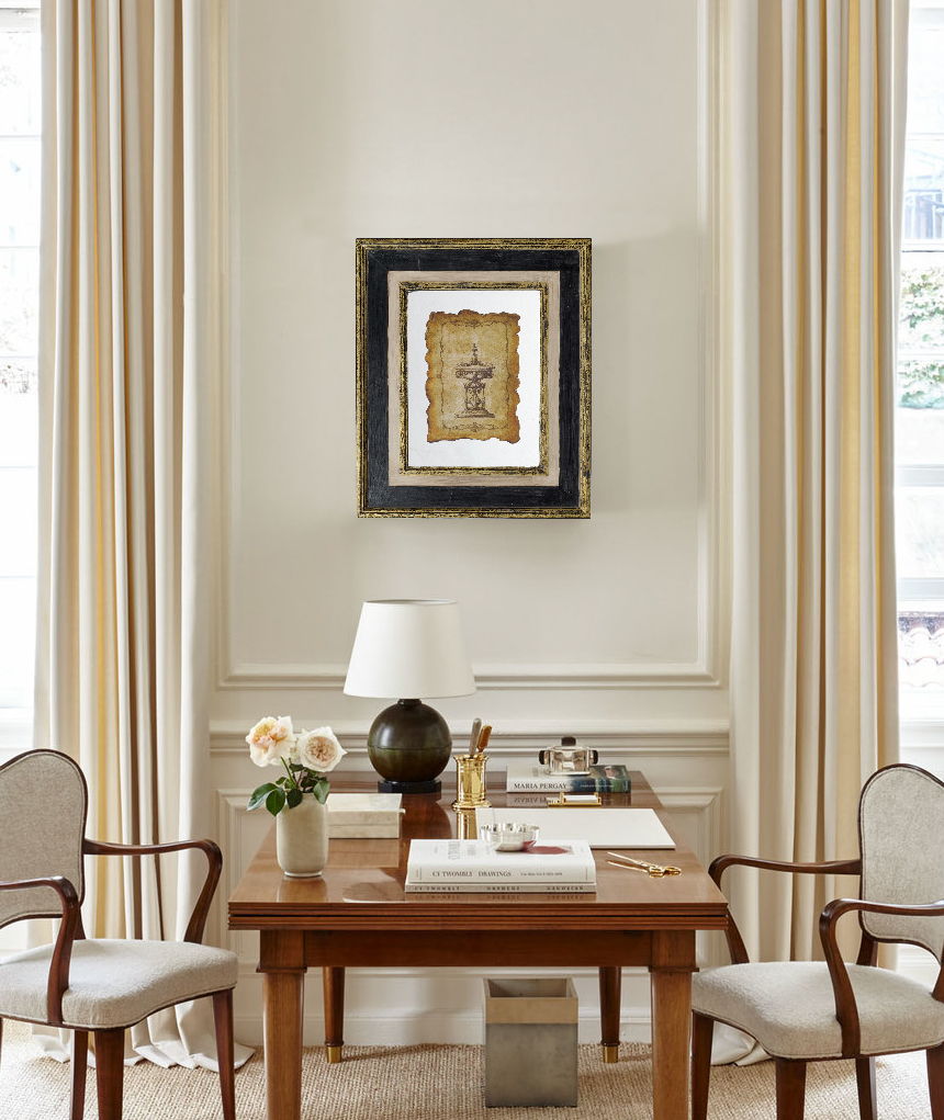 Framed Antiqued Sculpture Print with Wood Frame - Light Brown, photo 3 of 6