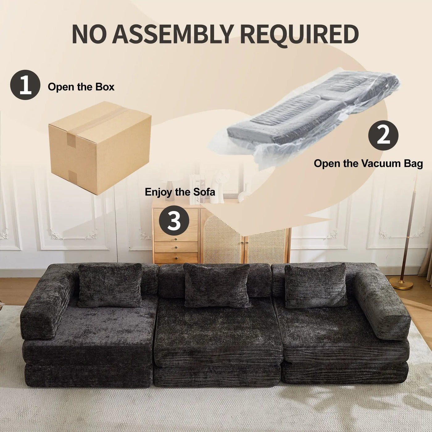 Convertible Floor Sofa Bed, Boneless Modular Sectional Sofa For Living Room by HouseOfZazla