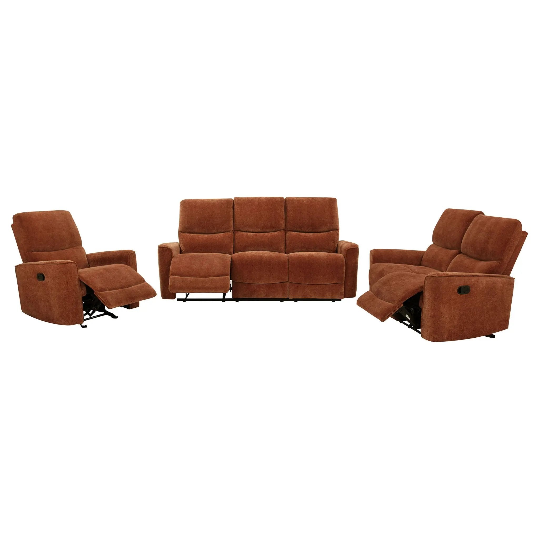 Navarro 3-piece Upholstered Reclining Sofa Set Orange by Unique Piece Furniture