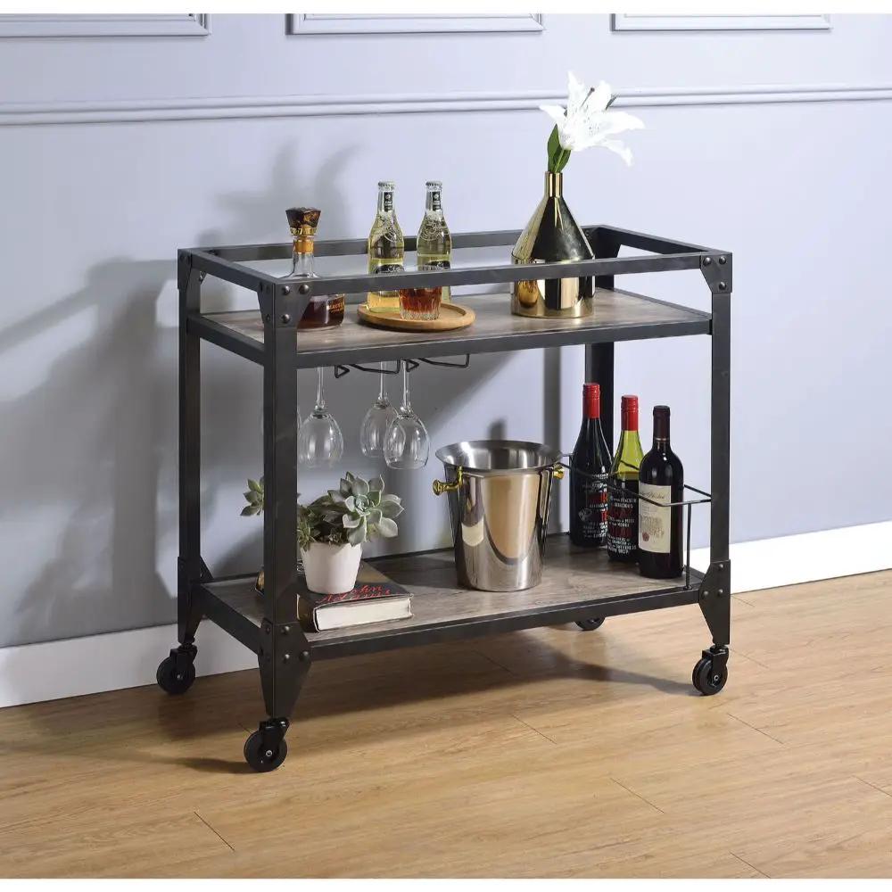 Jorgensen - Serving Cart - Rustic Oak & Charcoal by Unique Piece Furniture