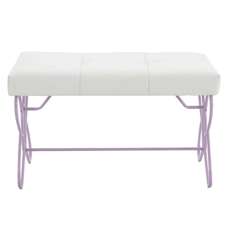 Priya II - Bench - White & Light Synthetic Leather Rple by Unique Piece Furniture