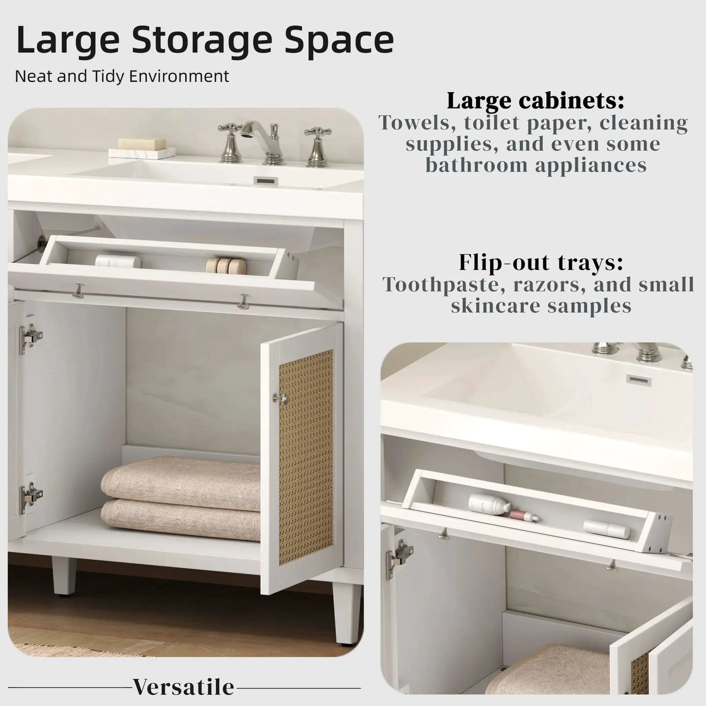 Bathroom Vanity With Double Sink, Large Storage Space by HouseOfZazla