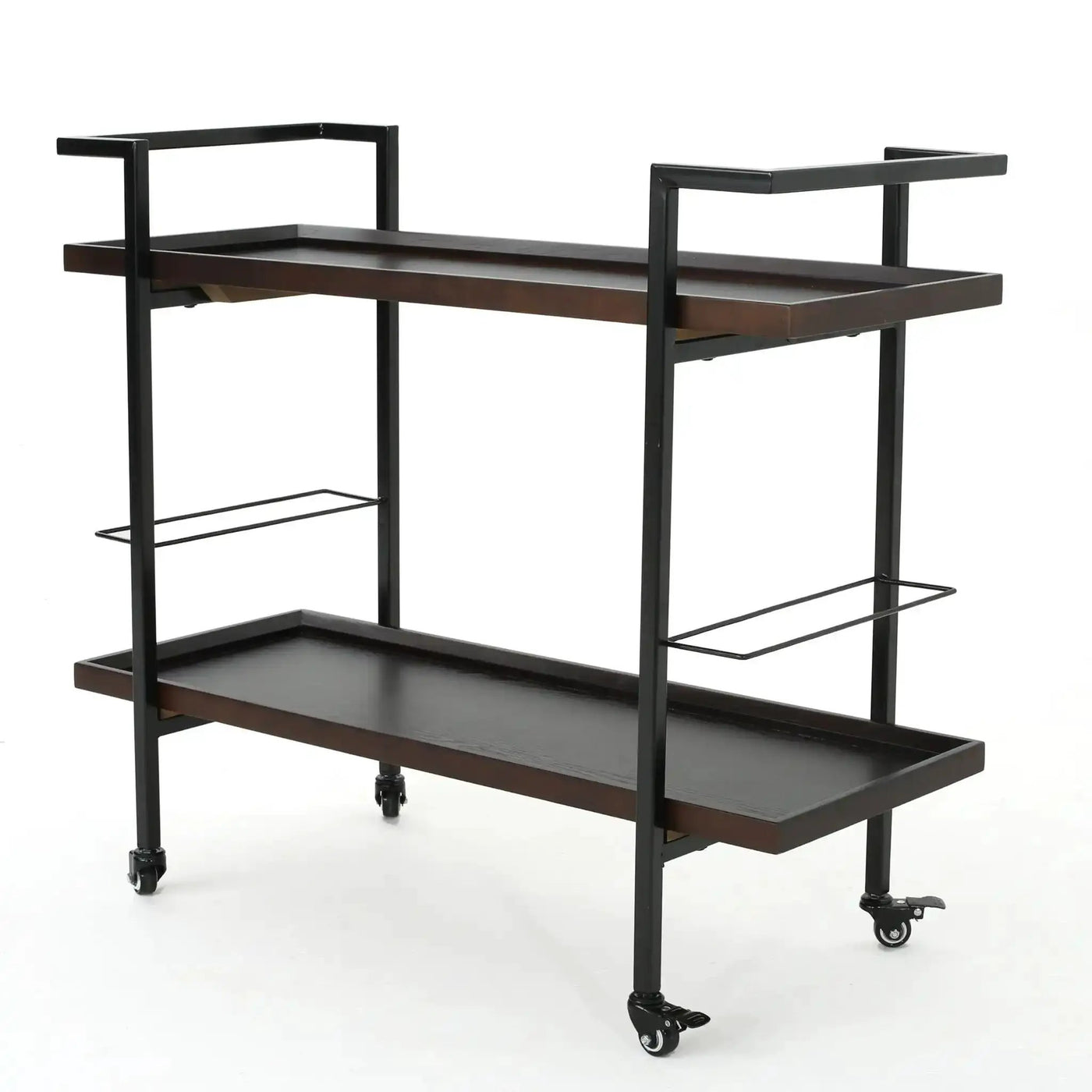 Modern Industrial Bar Cart With Shelving and Casters by HouseOfZazla