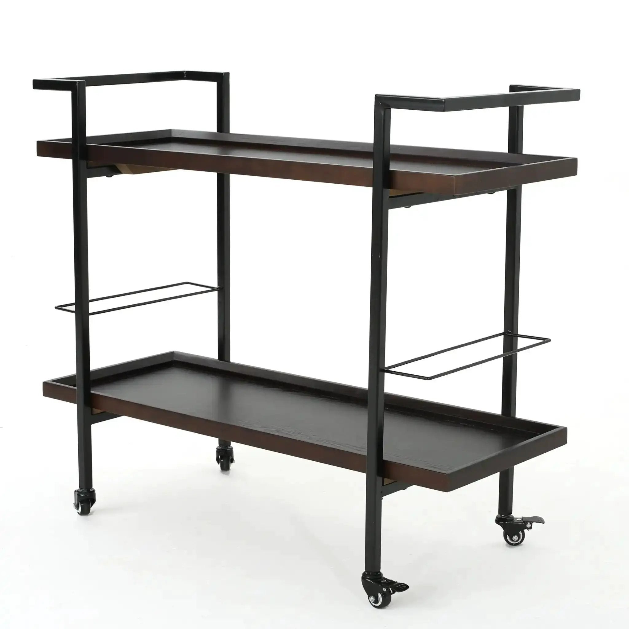 Modern Industrial Bar Cart With Shelving and Casters by HouseOfZazla