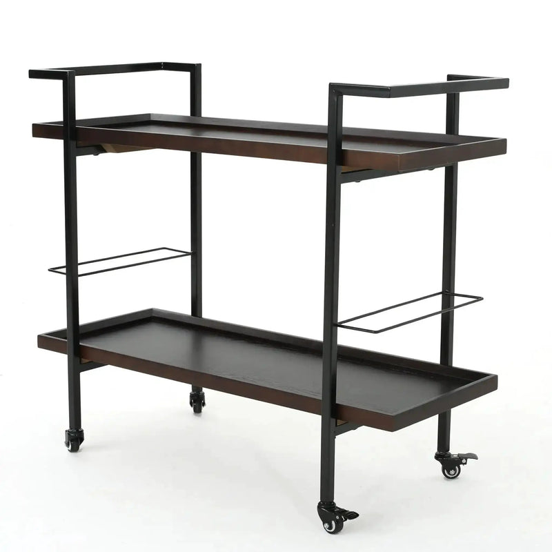 Modern Industrial Bar Cart With Shelving and Casters by HouseOfZazla