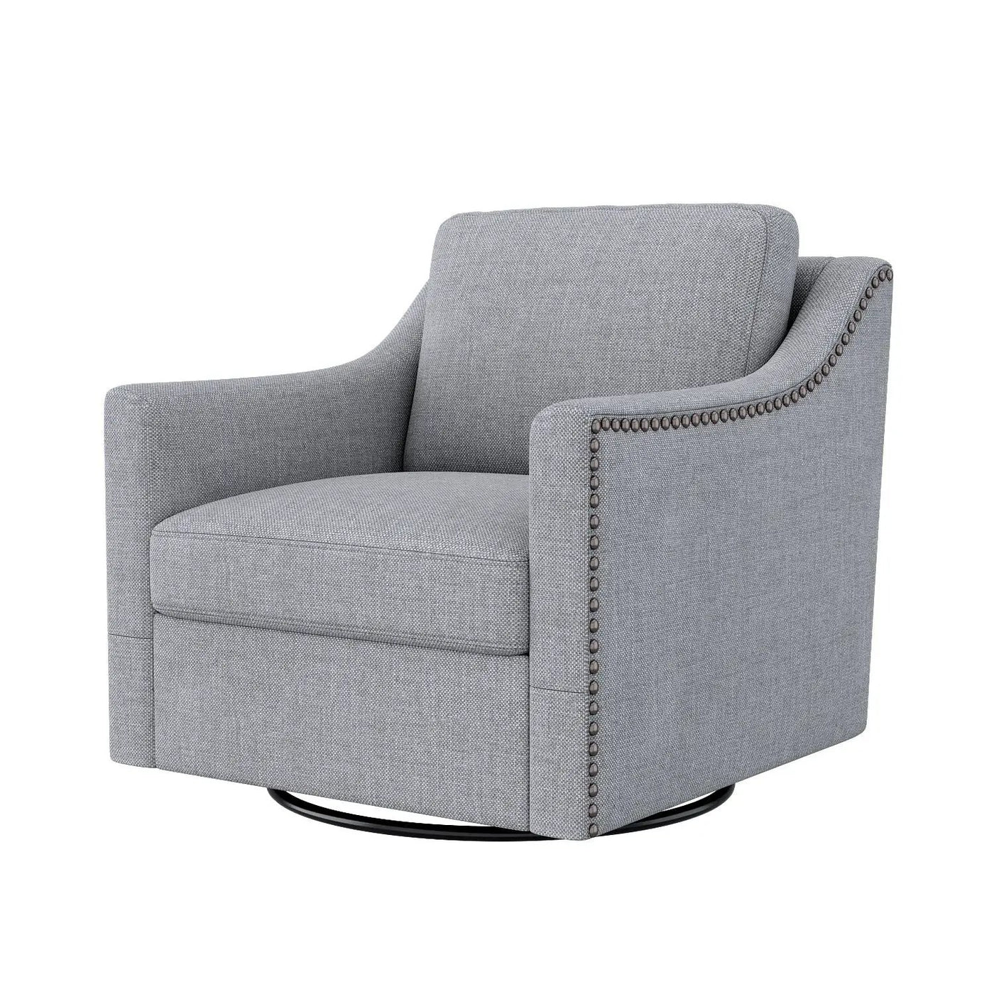360 Degree Swivel Armchair, Skin Friendly Fabric, Ergonomic Design, Brass Nail Decorative Armchair by HouseOfZazla