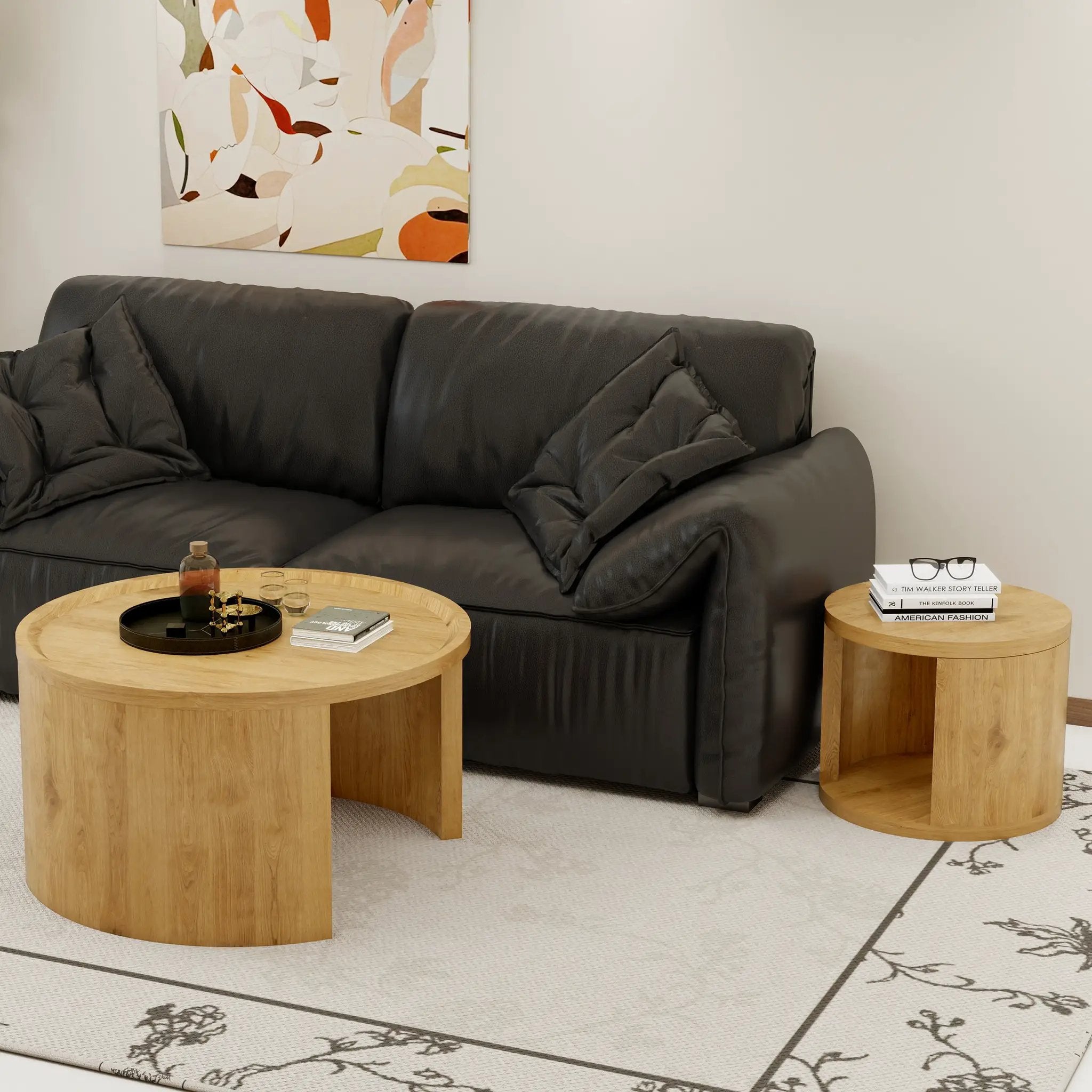 Round Nesting Coffee Table Set of 2 by HouseOfZazla