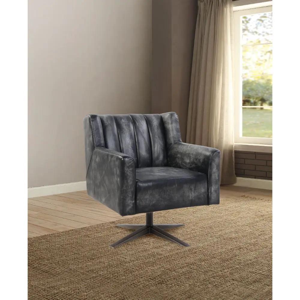 Brancaster - Office Chair - Vintage Black Top Grain Leather by Unique Piece Furniture