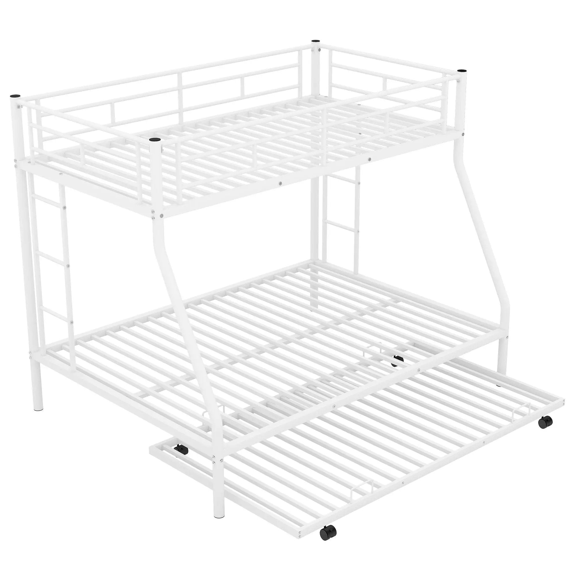 Bunk Bed With Steel Frame And Trundle, 2 Side Ladders by Unique Piece Furniture