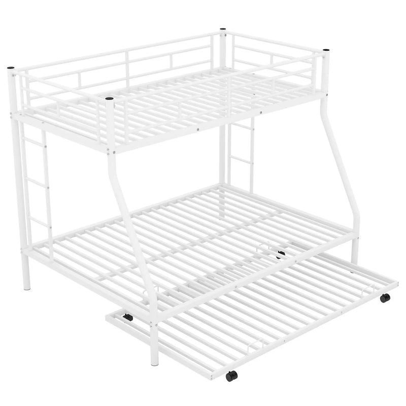 Bunk Bed With Steel Frame And Trundle, 2 Side Ladders by Unique Piece Furniture