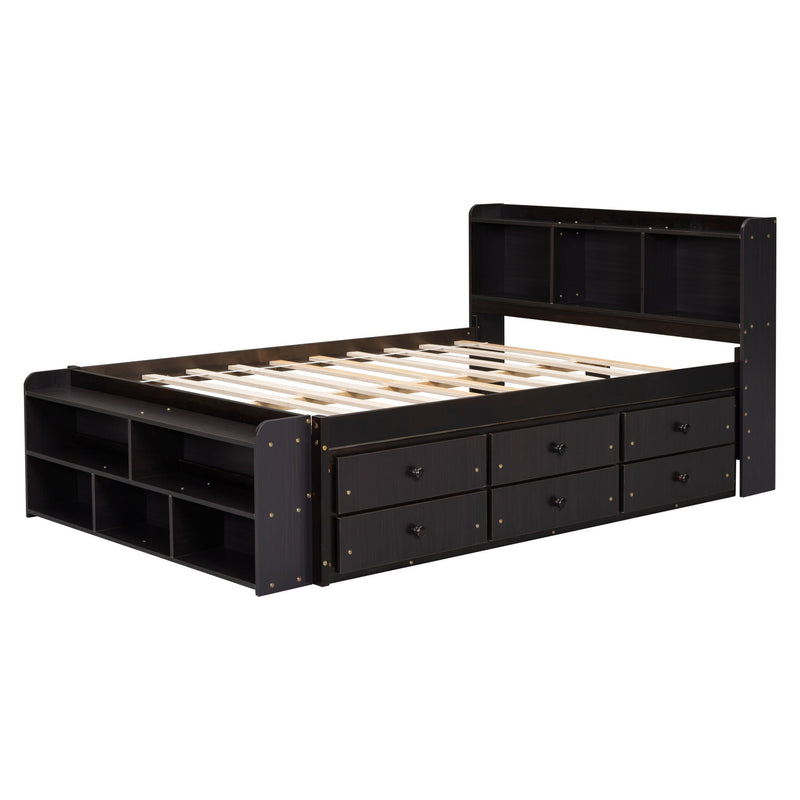 Bed With Bookcase Headboard, Under Bed Storage Drawers And Bed End Storage Case by HouseOfZazla