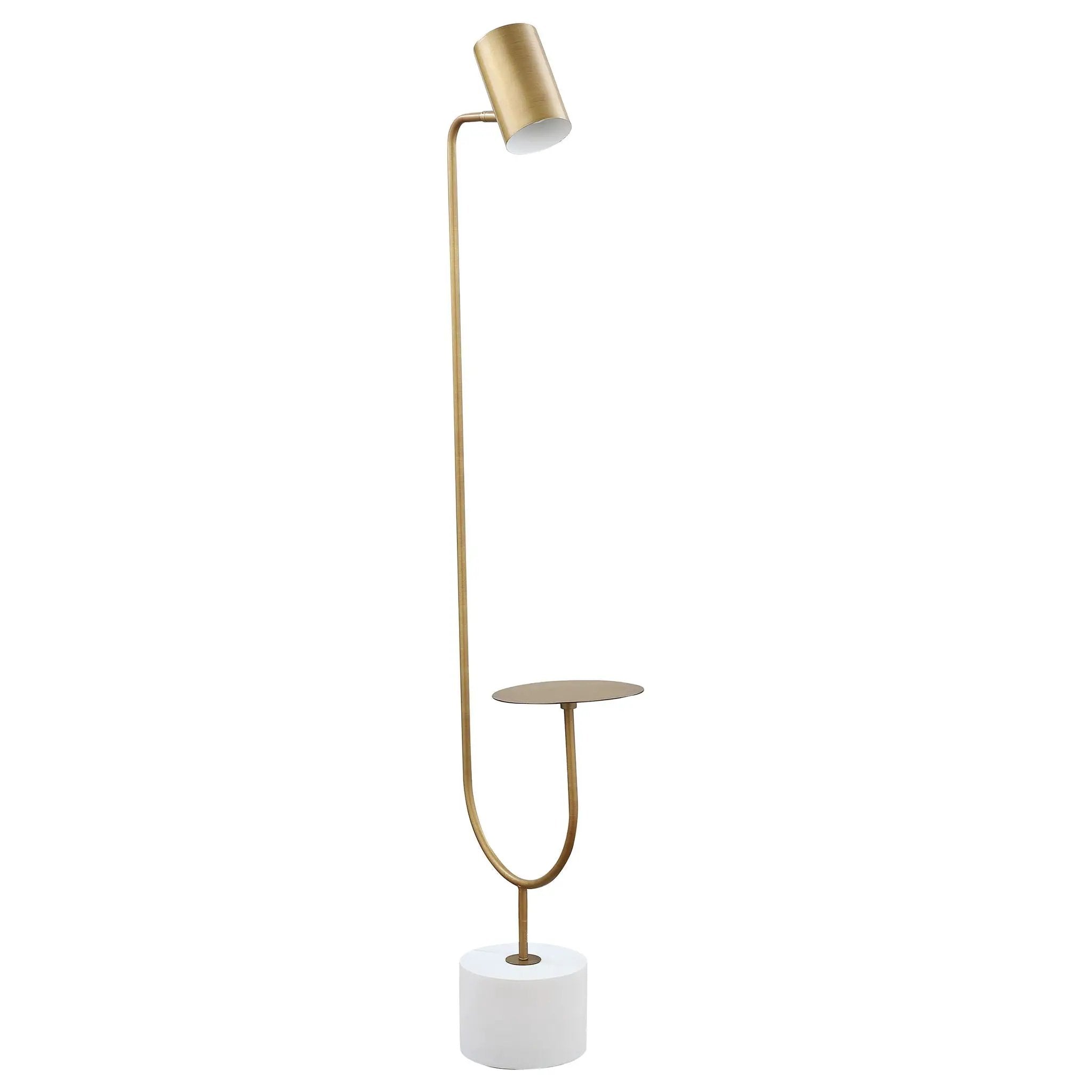 Corletta - Floor Lamp With Round Tray - Antique Brass by HouseOfZazla