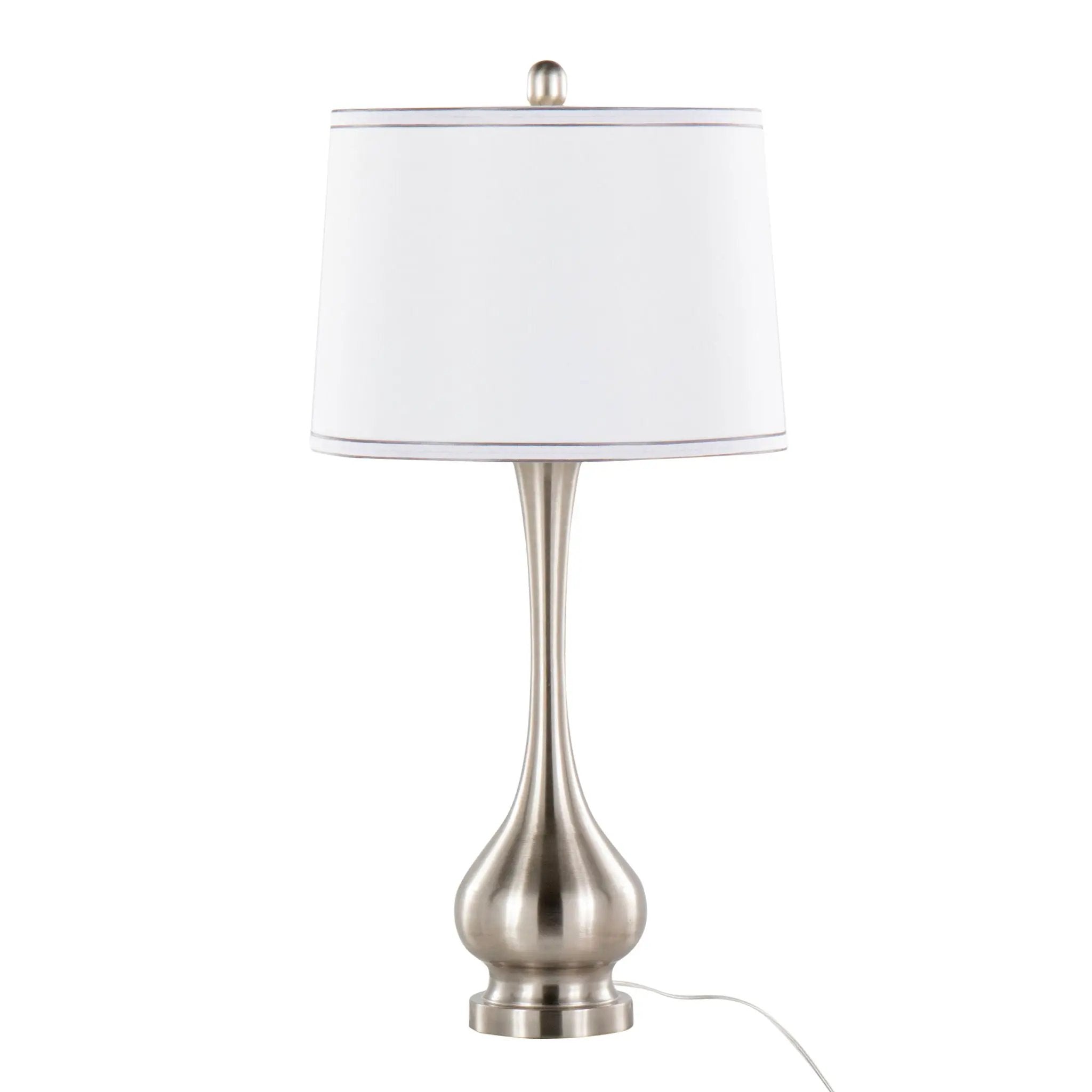 Cairo - Contemporary Table Lamp (Set of 2) - Nickel / White / Silver Trim by HouseOfZazla