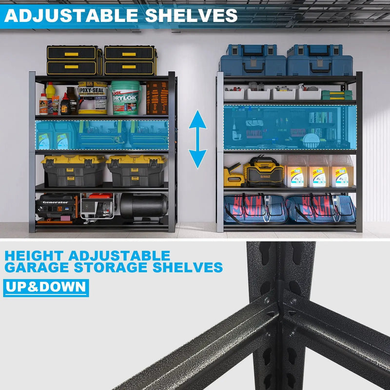 Tall Metal Shelves With Removable Dividers Are High Capacity And Load Bearing For Garages, Kitchens And Offices by HouseOfZazla