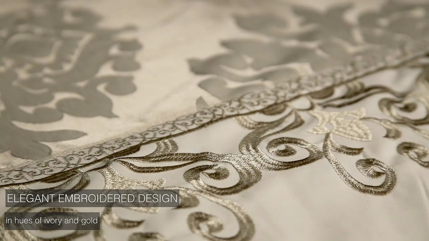 Hillcrest 9-Pc Ivory Damask Jacquard Comforter Ensemble by HouseOfZazla