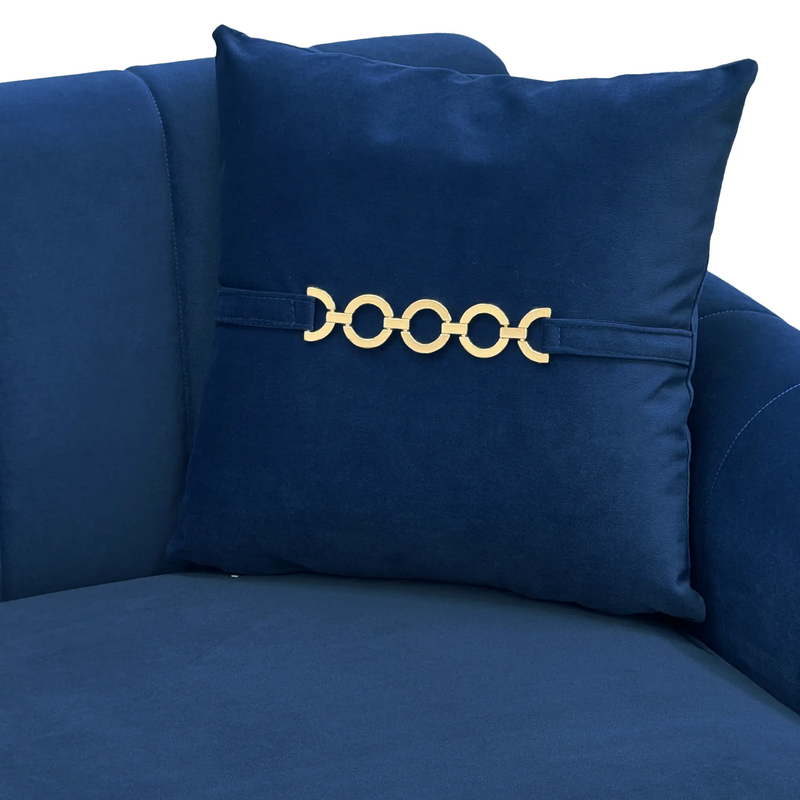 Vintage Blue Velvet 2-Piece Sofa Set by HouseOfZazla