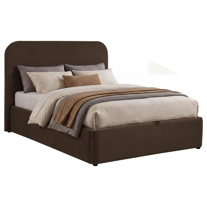 Anders Upholstered Full Storage Lift Platform Bed Chocolate by Unique Piece Furniture