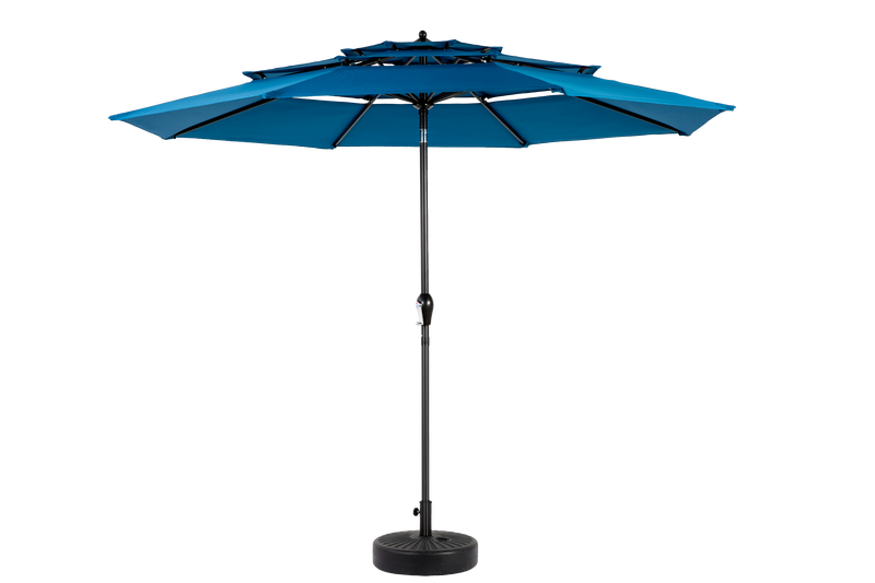 Aluminium 10ft 3 Tier Auto-tilt Outdoor Patio Umbrella - Dark Blue (No Base) by HouseOfZazla