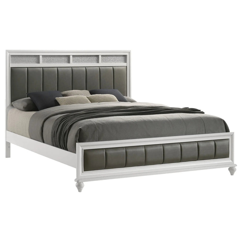 Barzini Wood Eastern King Panel Bed White by Unique Piece Furniture