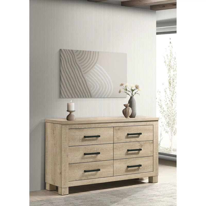 Sansome - 6 Drawer Bedroom Dresser With Pulls - Oak by HouseOfZazla