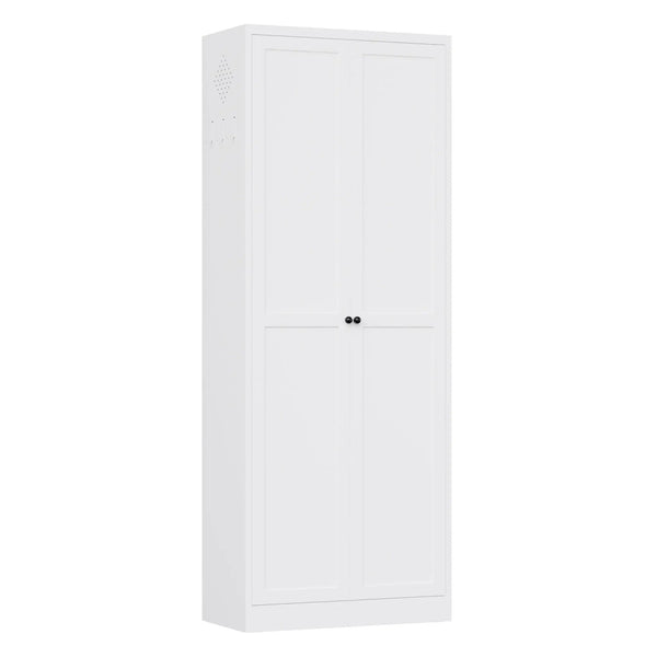 Kitchen Pantry Cabinet With Doors, Heavy-Duty Freestanding Storage Organizer With 5 Adjustable Shelves, Tool Free Assembly - White