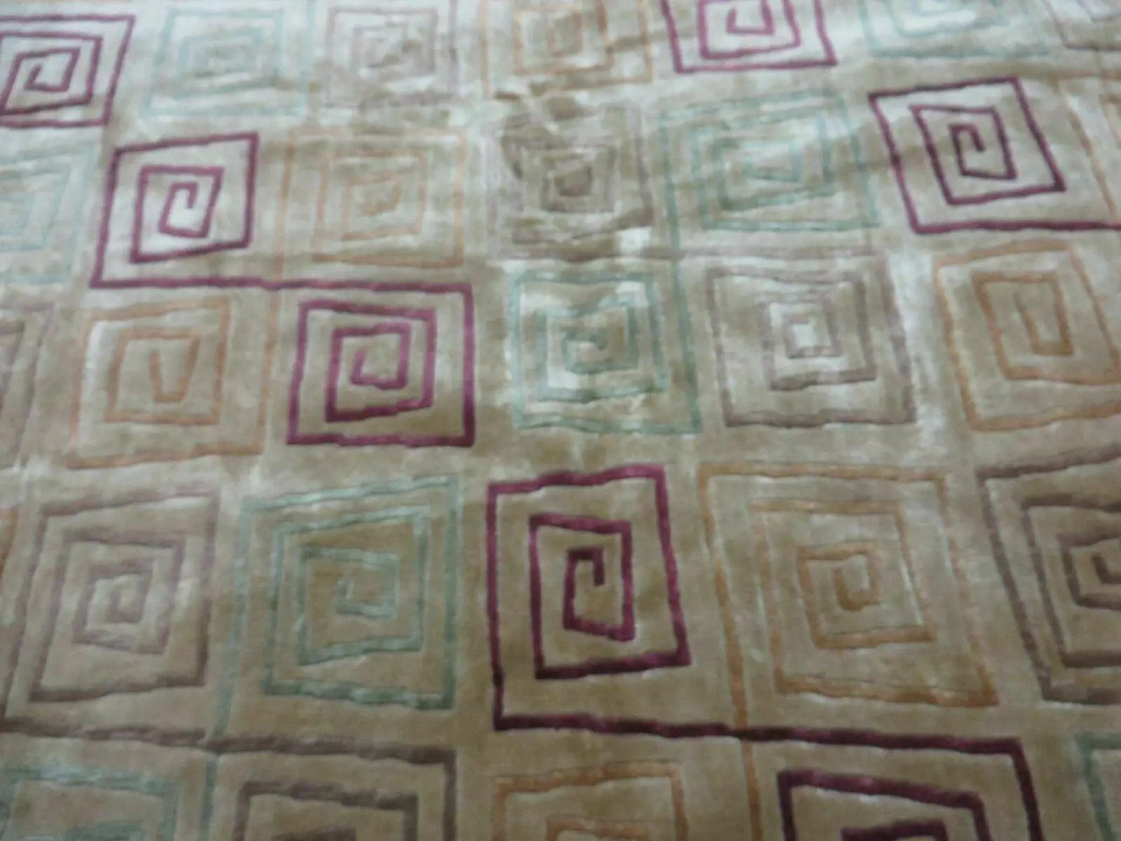 8' X 11' Modern Tibetan Nepal Art Deco Chinese Handmade Wool Silk Rug Abstract by Jewel Rugs