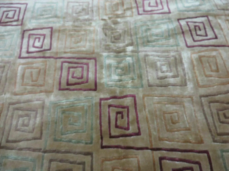 8' X 11' Modern Tibetan Nepal Art Deco Chinese Handmade Wool Silk Rug Abstract by Jewel Rugs