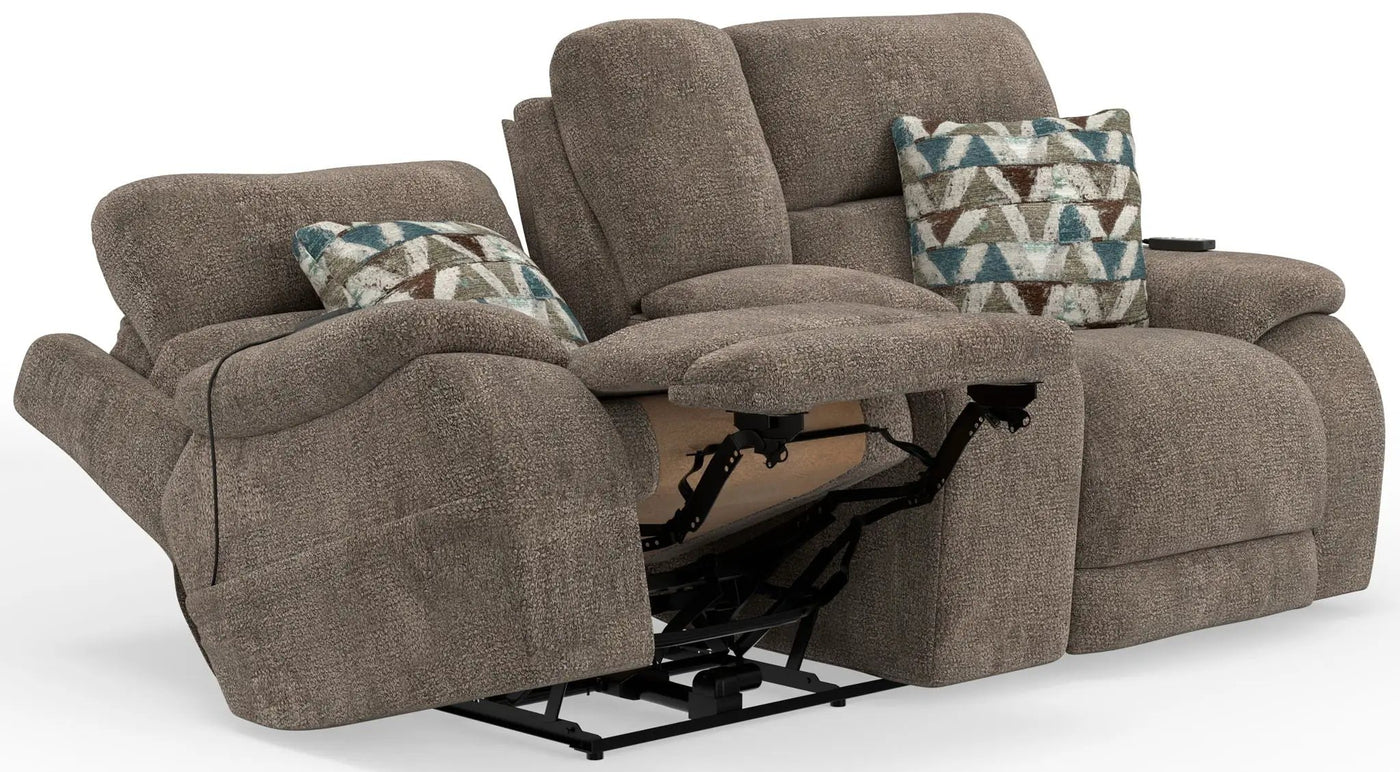 Joya - Power Headrest Power Lay Flat Reclining Console Loveseat With CR3 Heat/Massage/Lumbar/ZG by Unique Piece Furniture