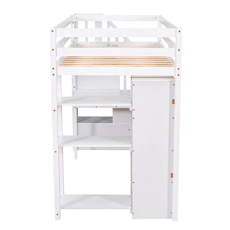 Loft Bed With Storage Drawers, Desk And Stairs With Shelves by Unique Piece Furniture