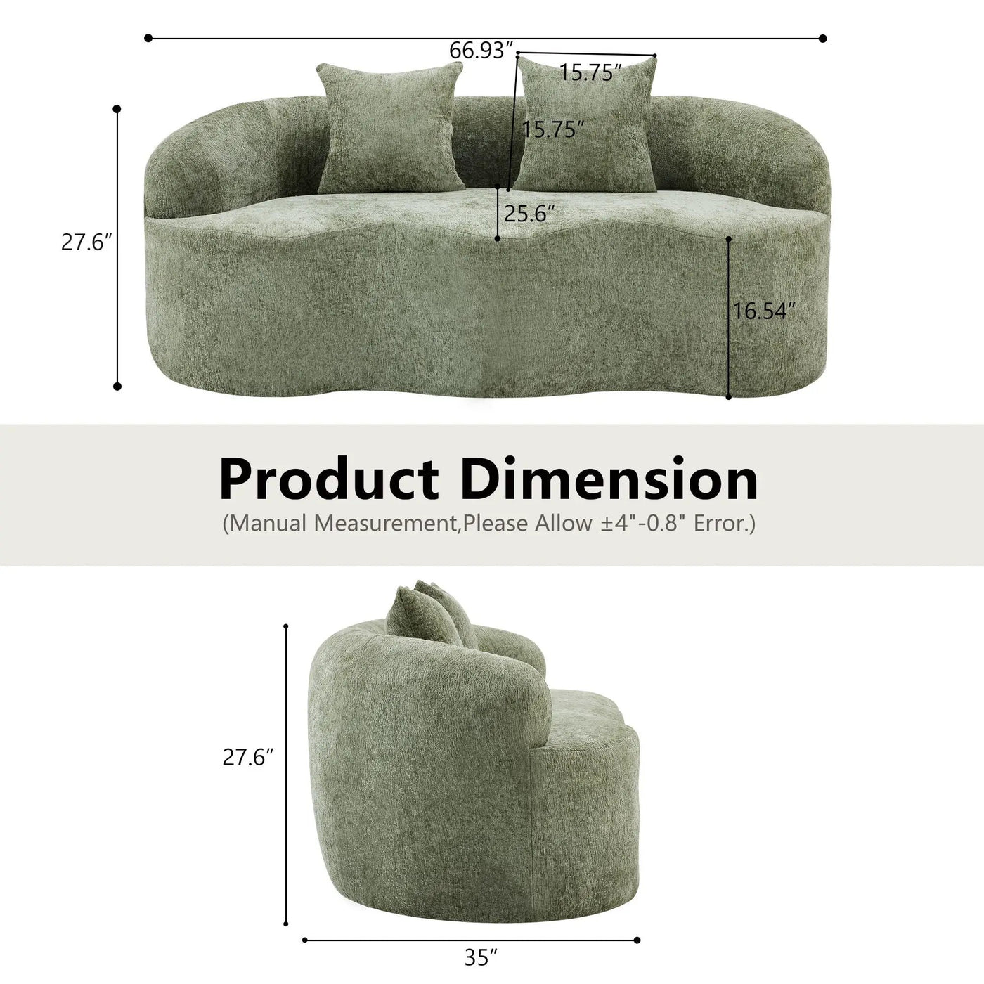 Curved Loveseat Sofa With Round Armrest by HouseOfZazla