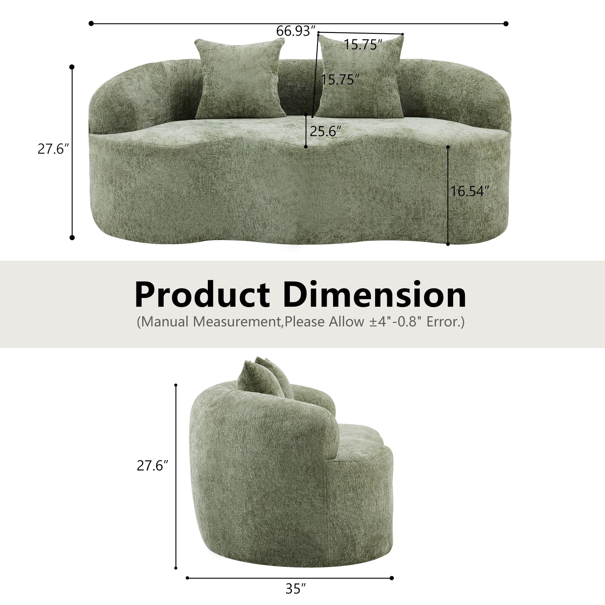 Curved Loveseat Sofa With Round Armrest by HouseOfZazla