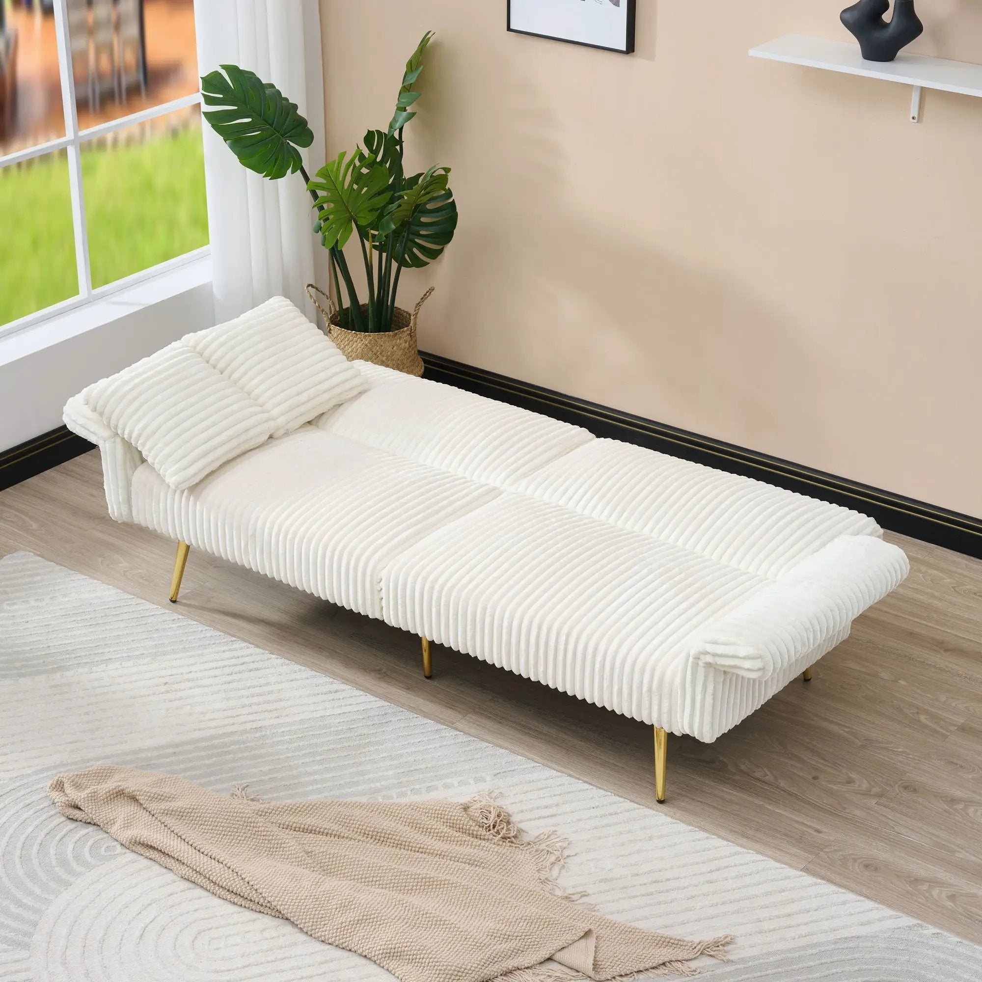 Luxury Foldable Double Sofa Bed With Folding Armrests