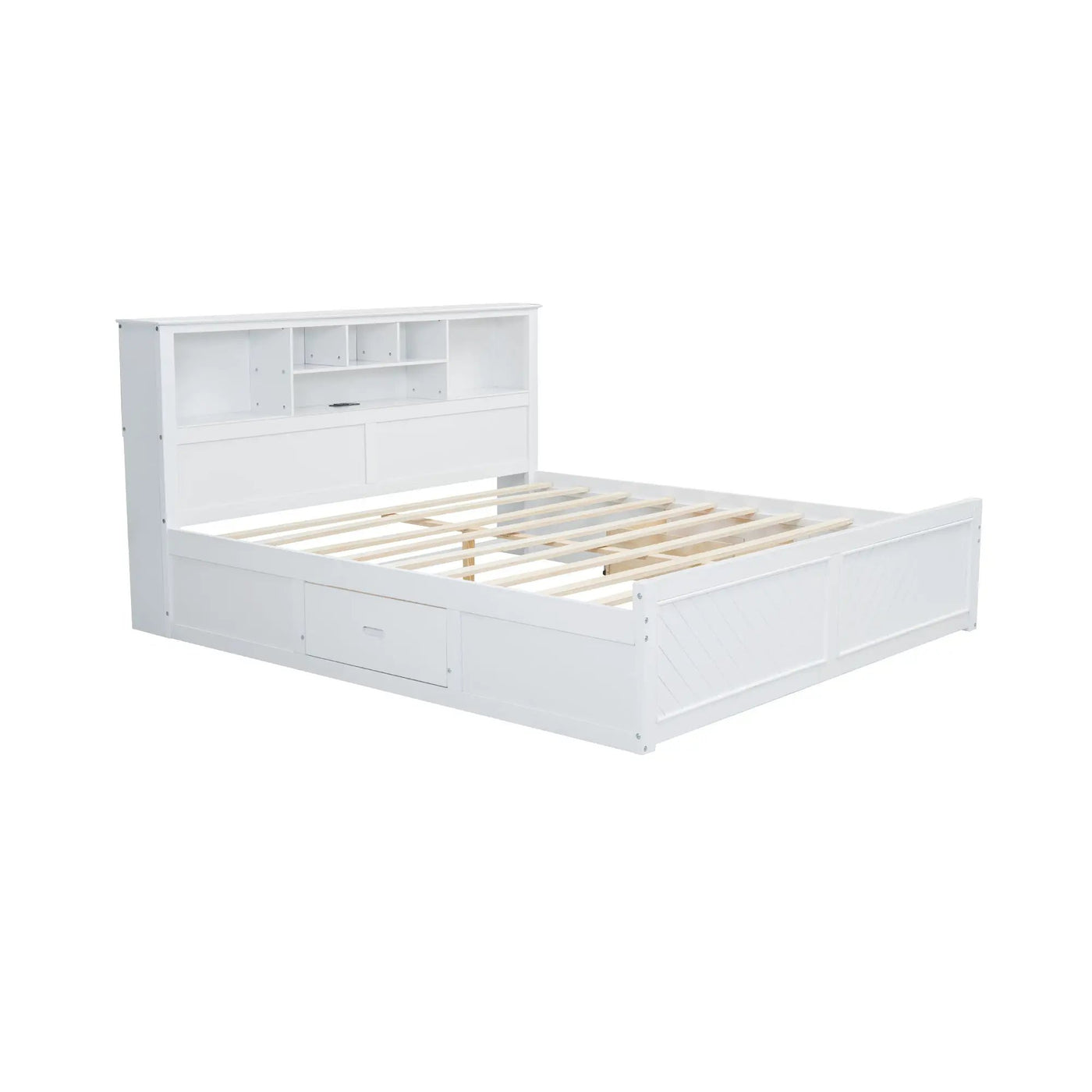 Platform Bed With Multi Storage Headboard, USB And Drawers by HouseOfZazla