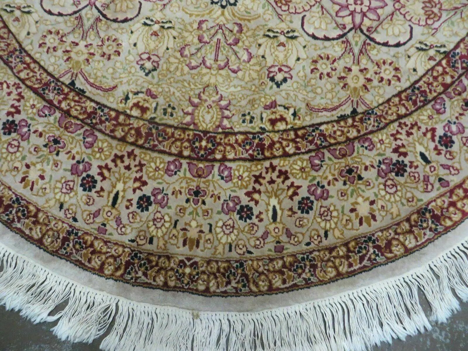 6' Handmade Fine Indian Wool Rug Carpet Round Silk Accent Beauty by Jewel Rugs
