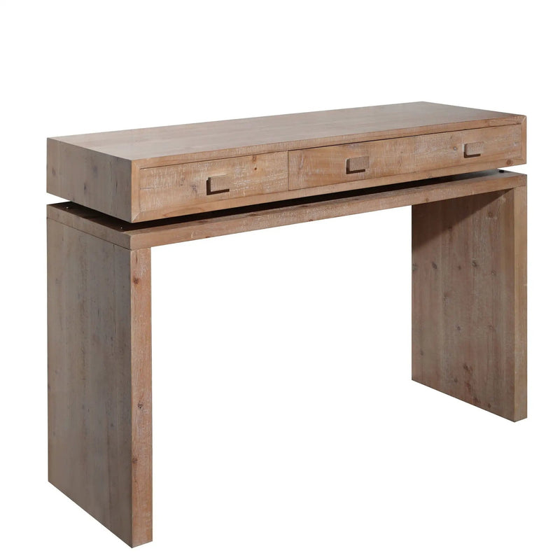 Rustic Wood Console Table With 3 Drawers Entryway Table For Hallway, Foyer, Or Office - Natural / Natural & Light Brown / Natural Wood / Natural Wood Wash / Natural / Rustic by HouseOfZazla